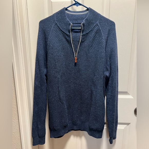 Tommy Bahama1/4 Zip Cashmere Cotton‎ Blend Sweater Blue Men's Sz L
